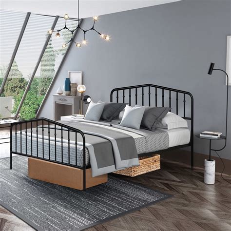 steel box bed images|metal headboard bed frame.